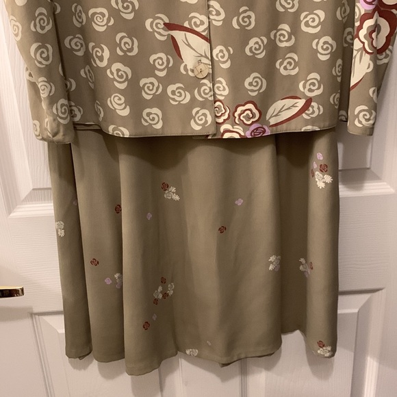 DAVID DART(NEIMAN MARCUS) SKIRT SET-REVERSIBLE VEST SZ XL MOSS/FLORAL RAYON - Picture 4 of 9